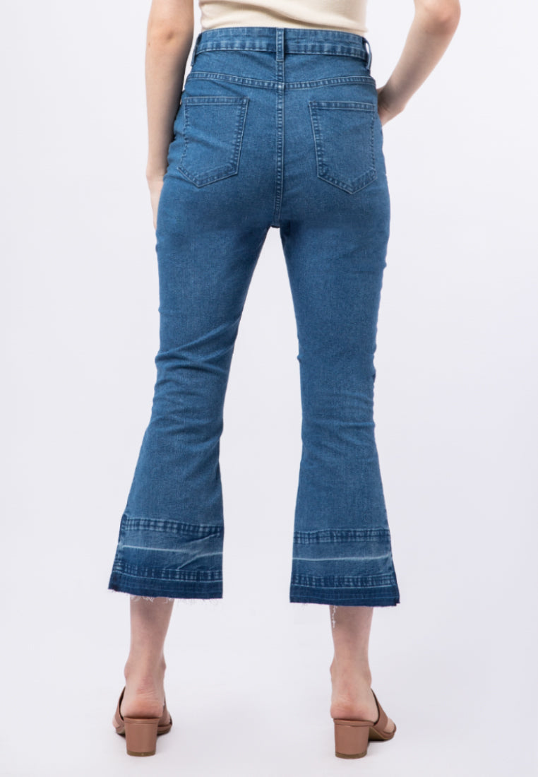 Flare Denim with Raw Hem Details