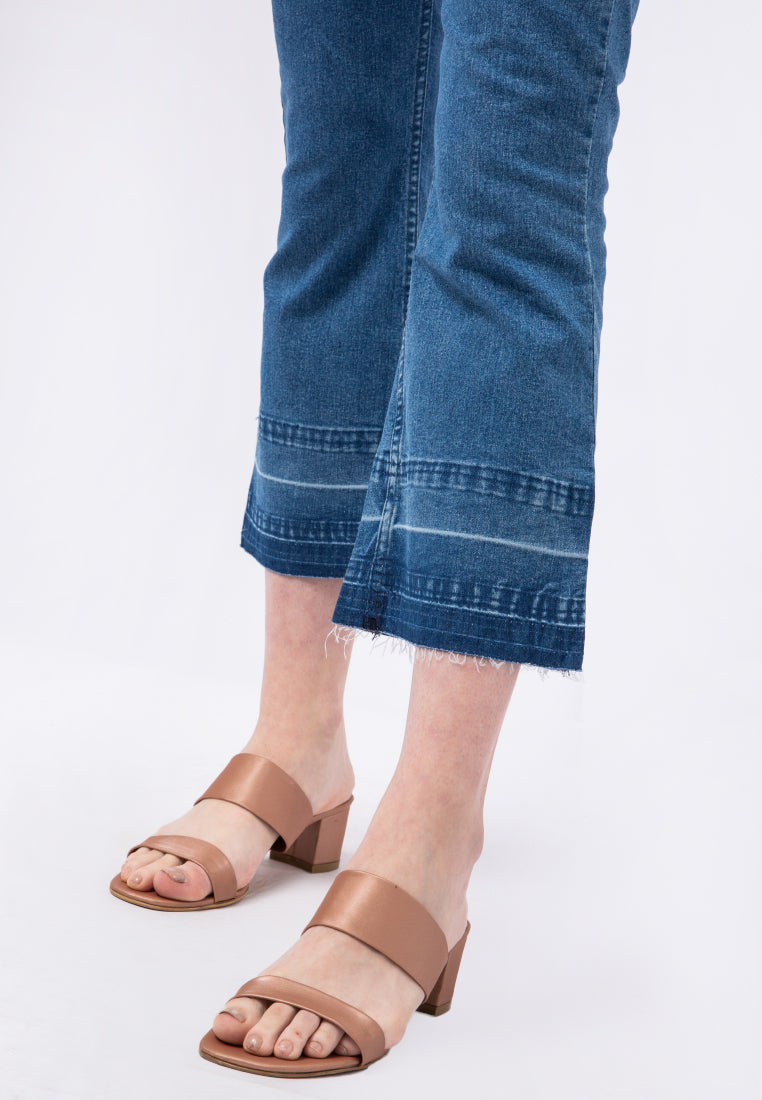 Flare Denim with Raw Hem Details