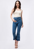 Flare Denim with Raw Hem Details