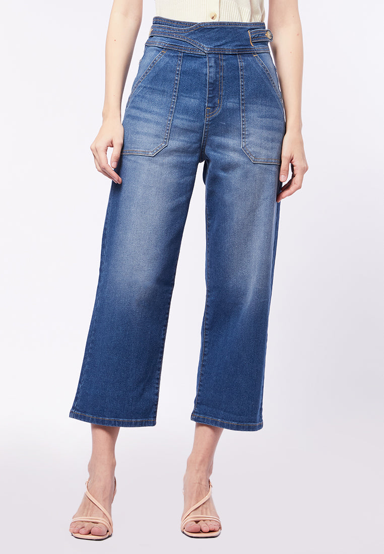 Straight Fit Denim with Crossover Belt