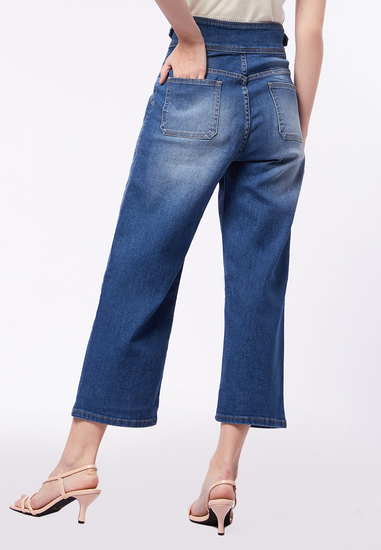 Straight Fit Denim with Crossover Belt