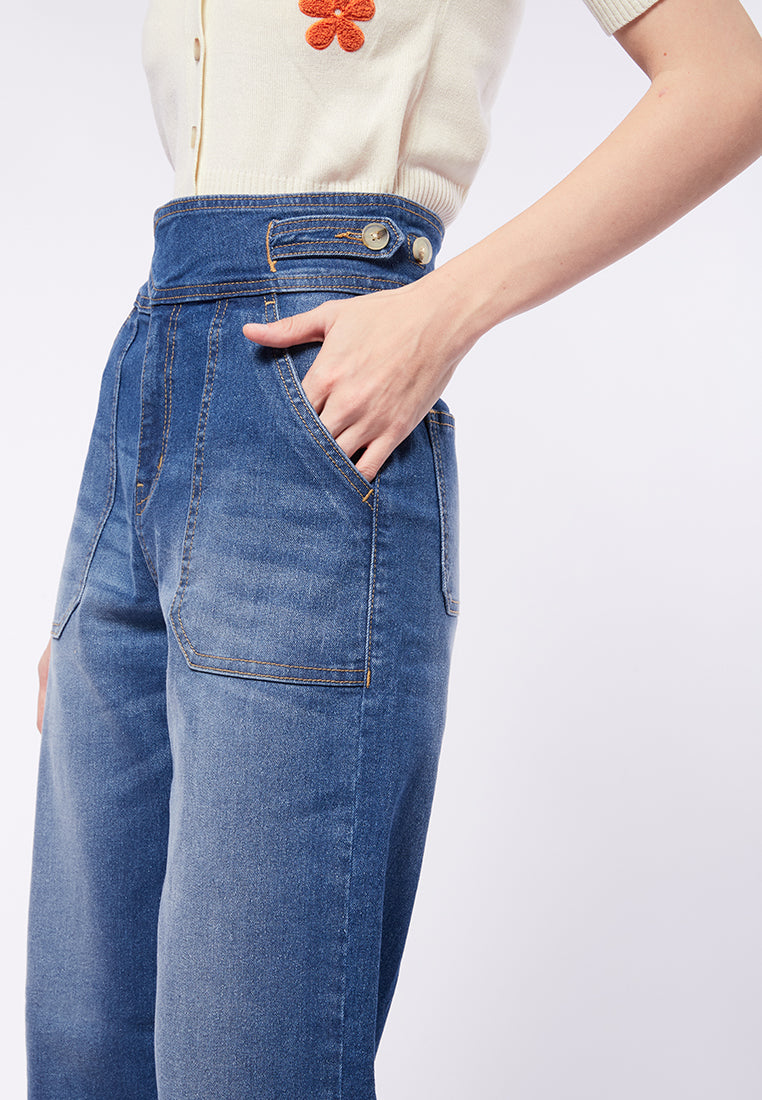 Straight Fit Denim with Crossover Belt