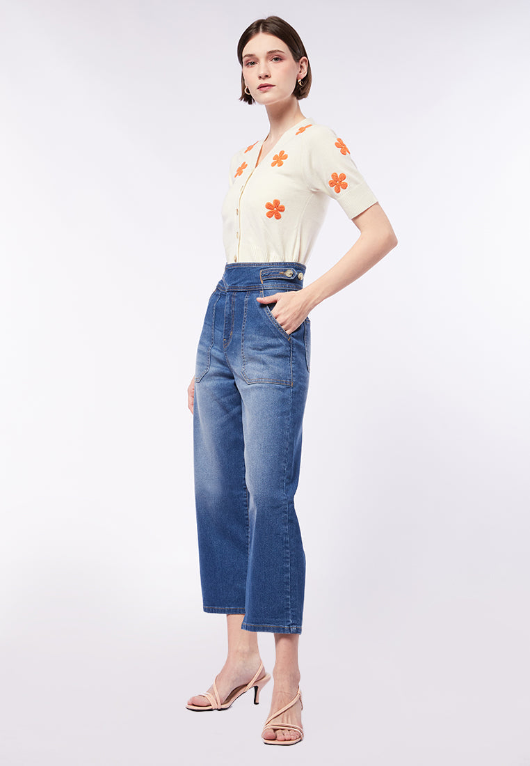 Straight Fit Denim with Crossover Belt