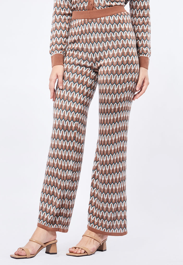 Printed Flare Knit Pants
