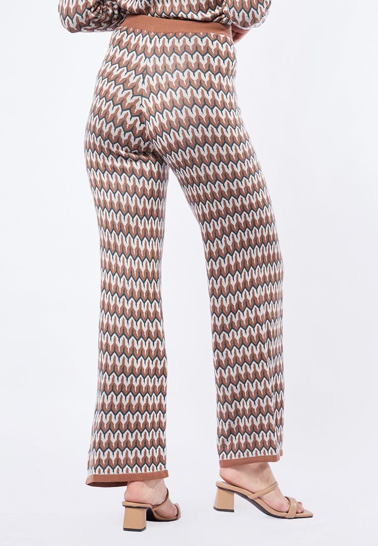 Printed Flare Knit Pants