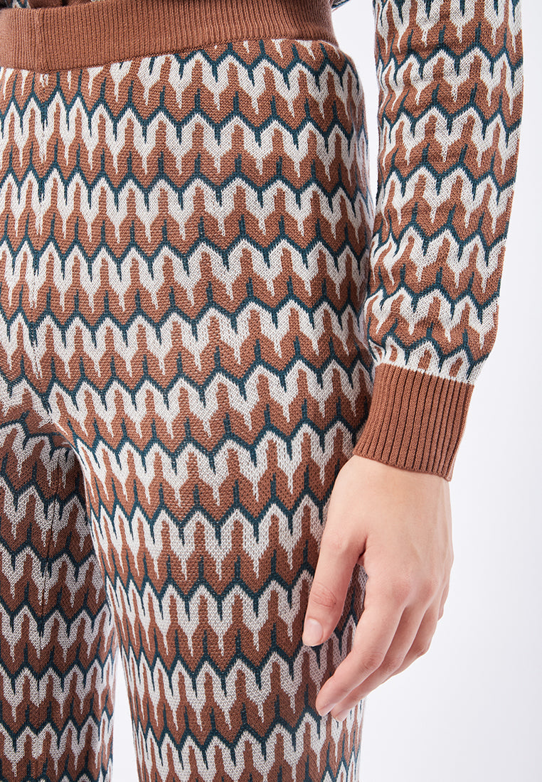 Printed Flare Knit Pants