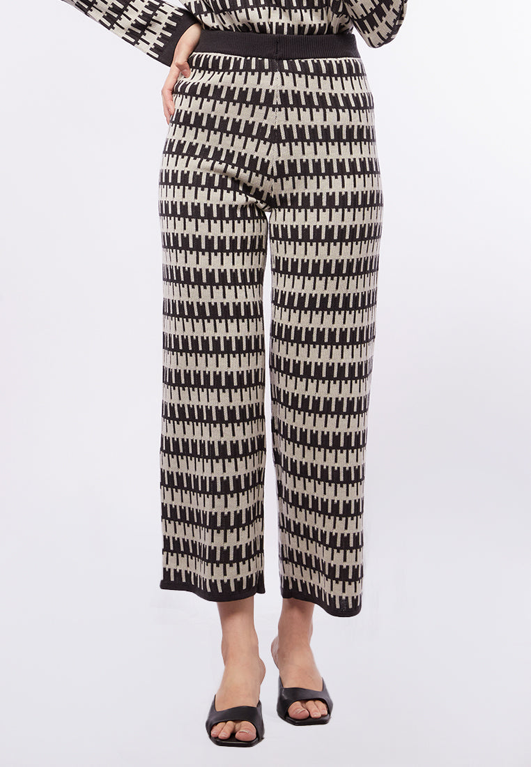 High Waist Printed Knit Pants