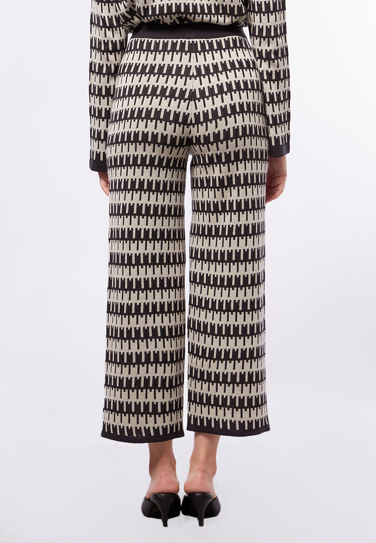 High Waist Printed Knit Pants