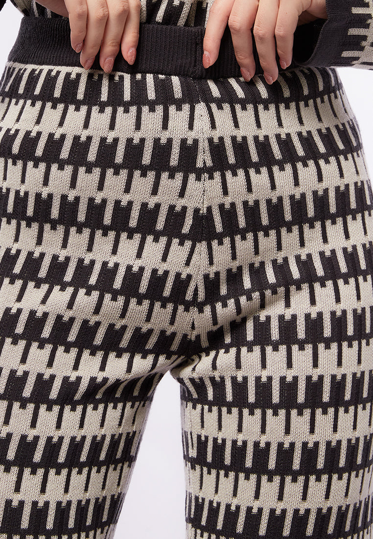 High Waist Printed Knit Pants