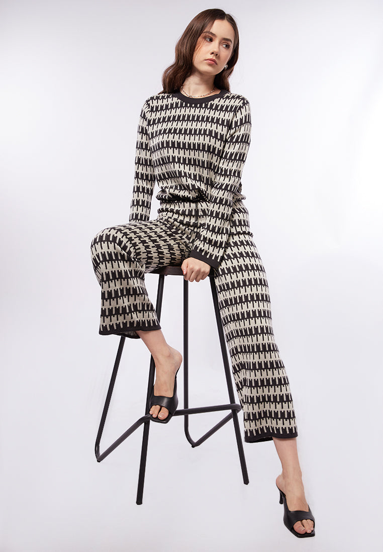 High Waist Printed Knit Pants