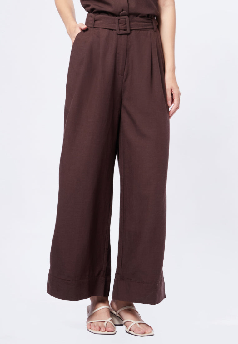 Wide Leg Pants with Belt Details