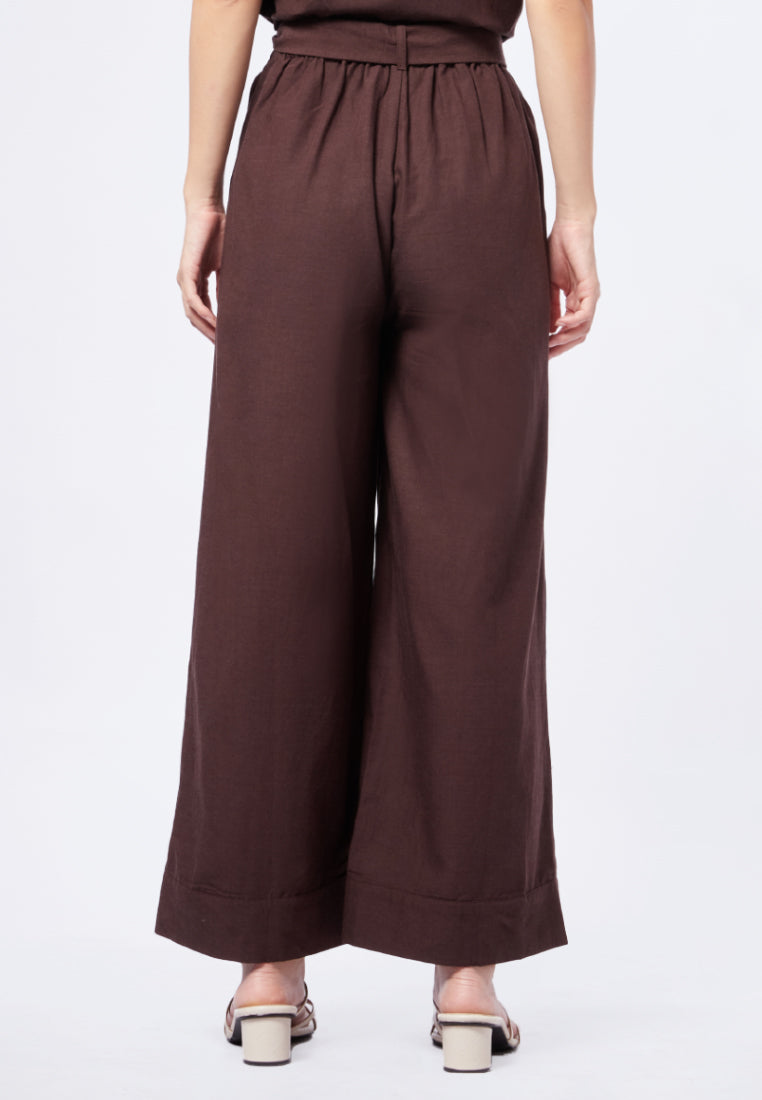 Wide Leg Pants with Belt Details