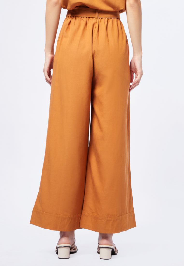 Wide Leg Pants with Belt Details
