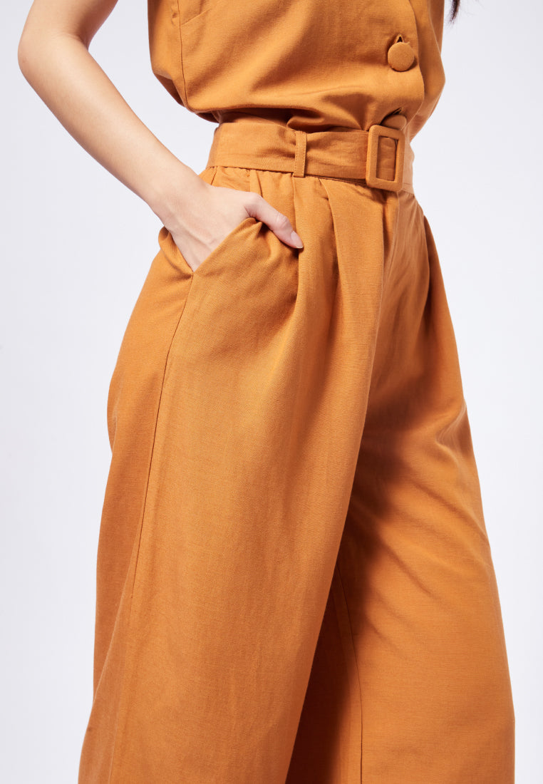Wide Leg Pants with Belt Details
