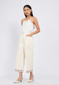 Contrast Embroidered Cullote Pants