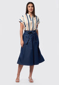 Contrast Stitches Denim Skirt