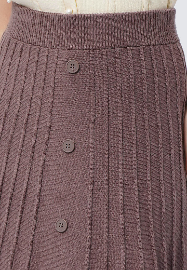 Pleated Midi Knit Skirt