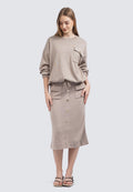 Buttoned Knit Midi Skirt