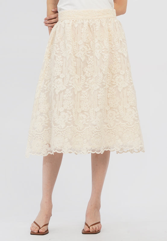Embroidered Loose Midi Skirt