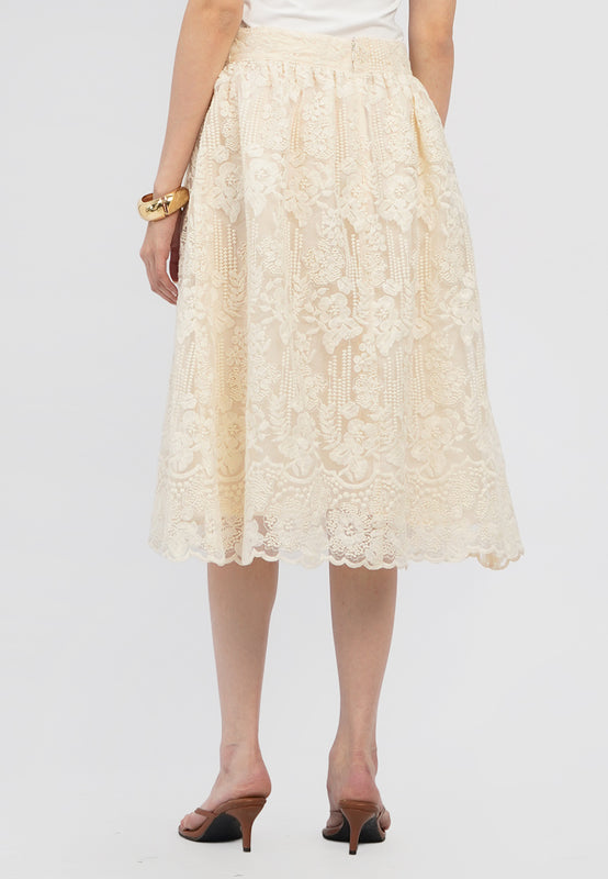 Embroidered Loose Midi Skirt