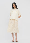 Embroidered Loose Midi Skirt