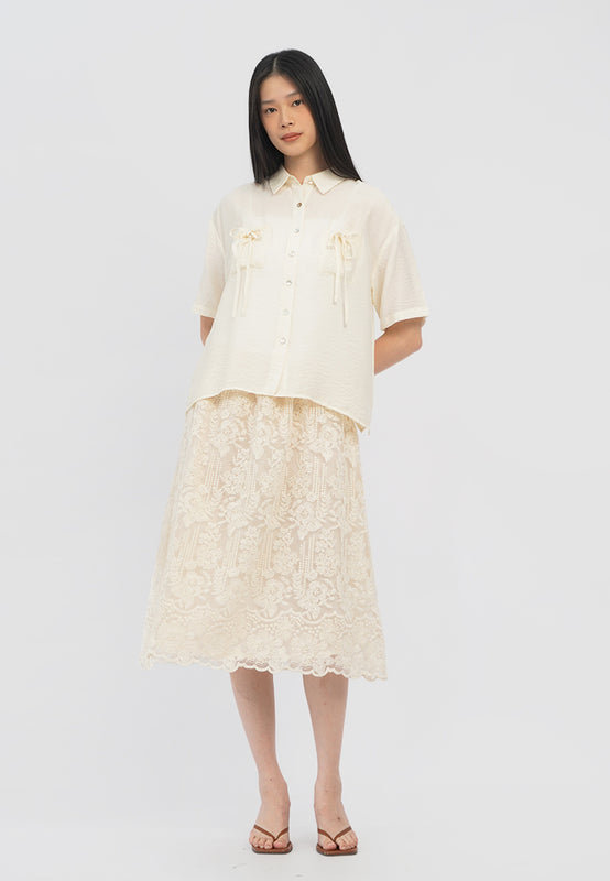 Embroidered Loose Midi Skirt
