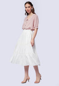 High Waist Tiered Midi Skirt
