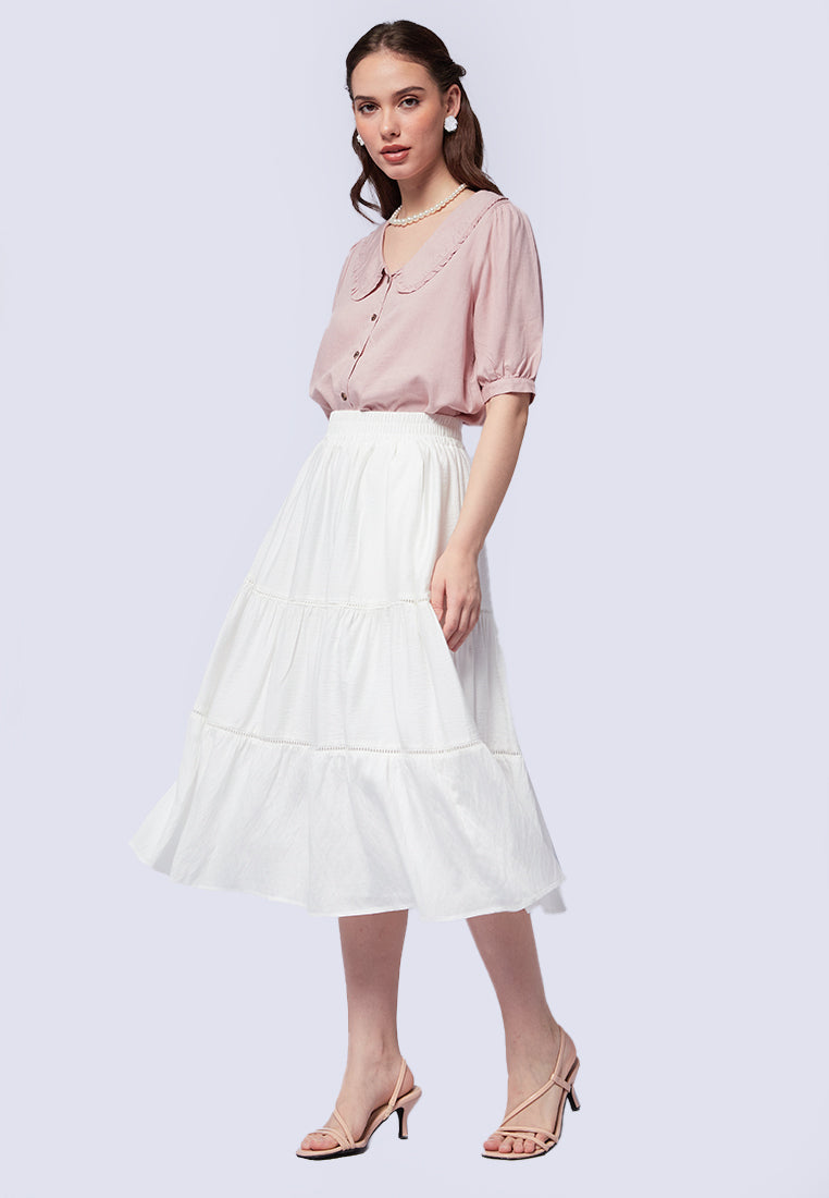 High Waist Tiered Midi Skirt
