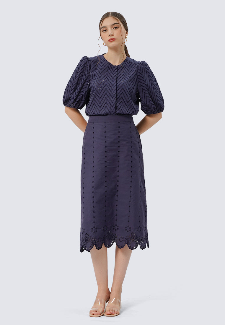 Eyelet Midi Skirt