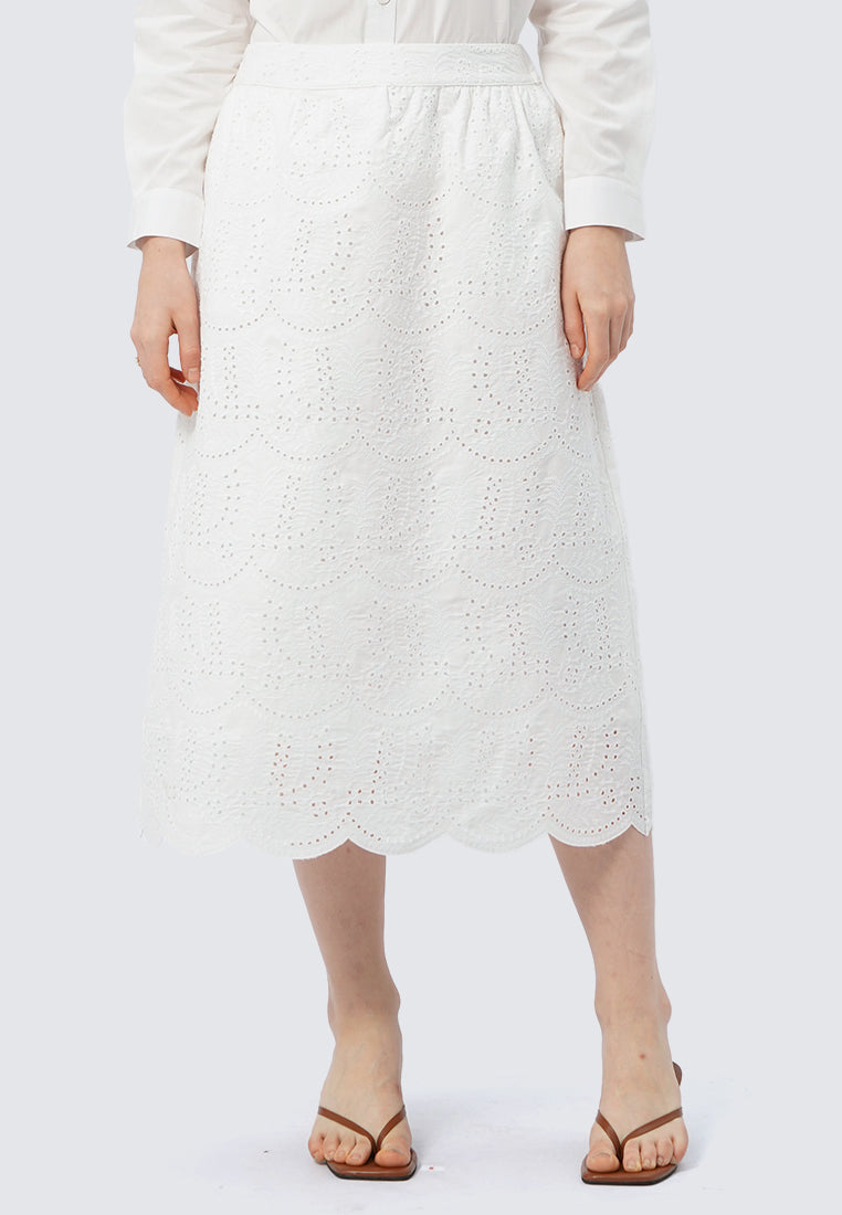 Eyelet Midi Skirt