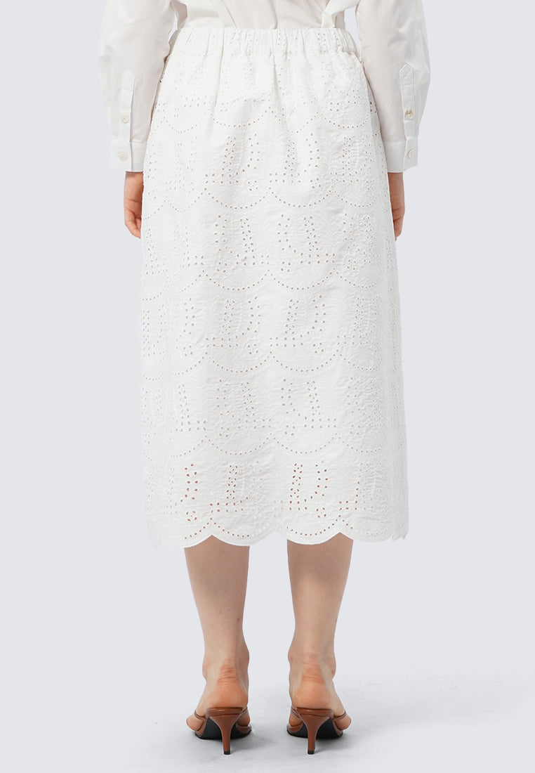 Eyelet Midi Skirt
