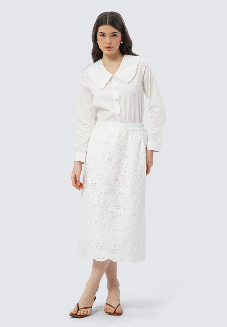 Eyelet Midi Skirt