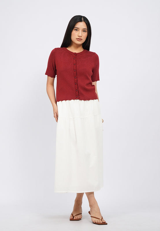 Textured Tier Midi Skirt