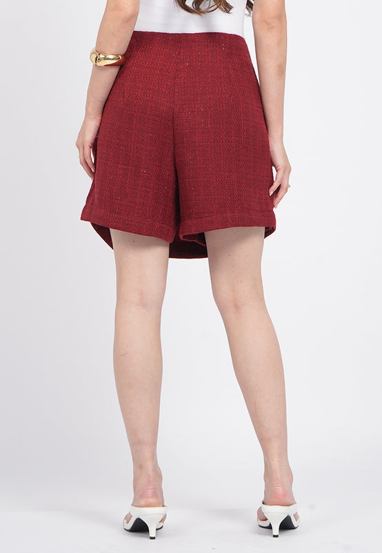 Contrast Button Tweed Skort