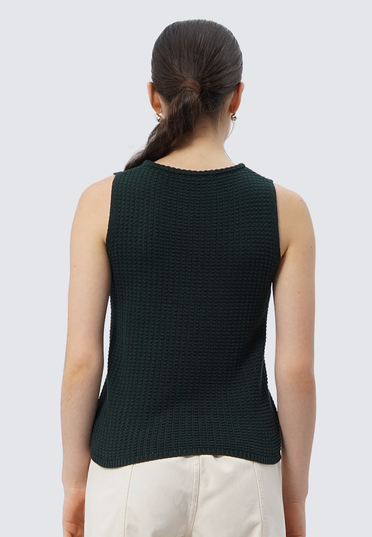 Round Neck Sleeveless Knit Top