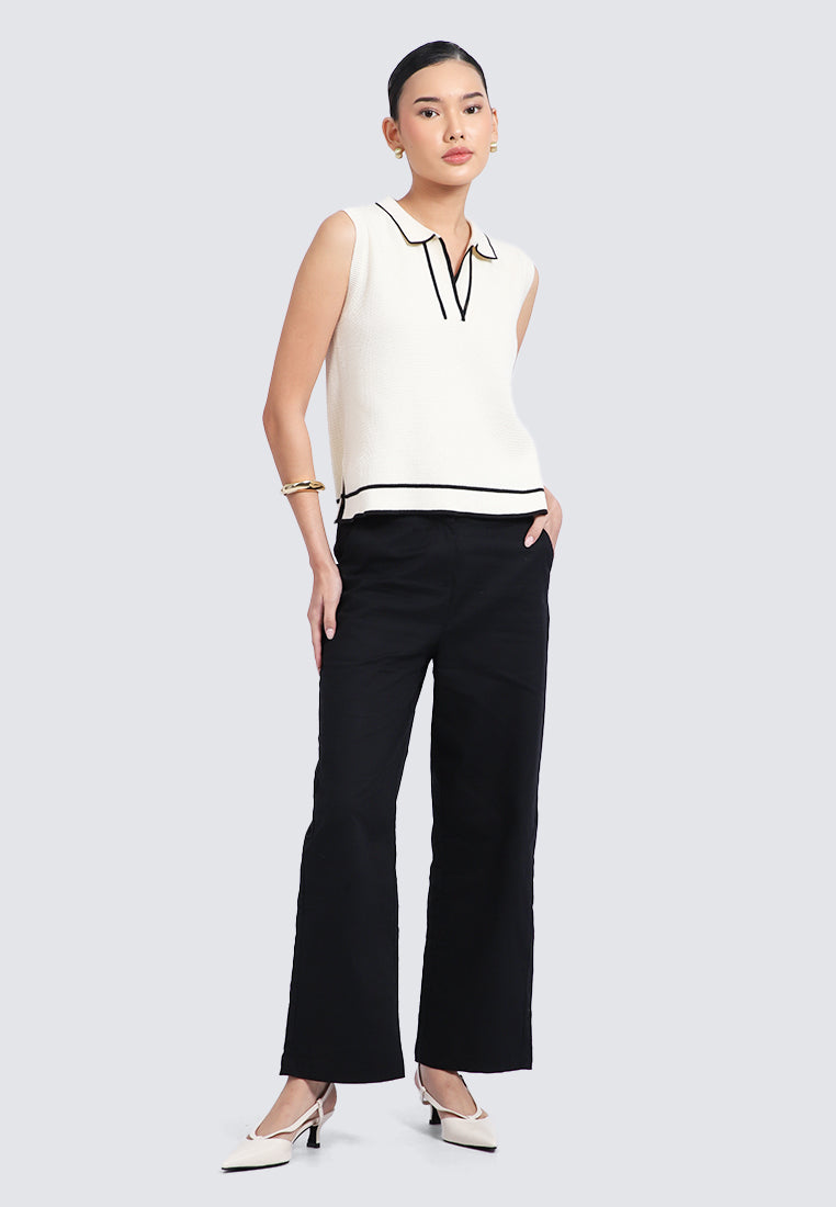 Sleeveless Polo Top with Contrast Lining