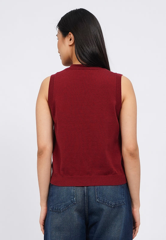 Sleeveless Knit Top with Applique