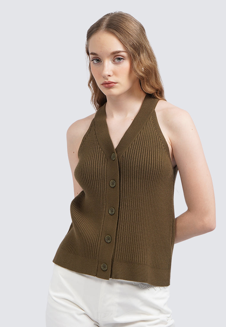 Halter Neck Sleeveless Knit Top