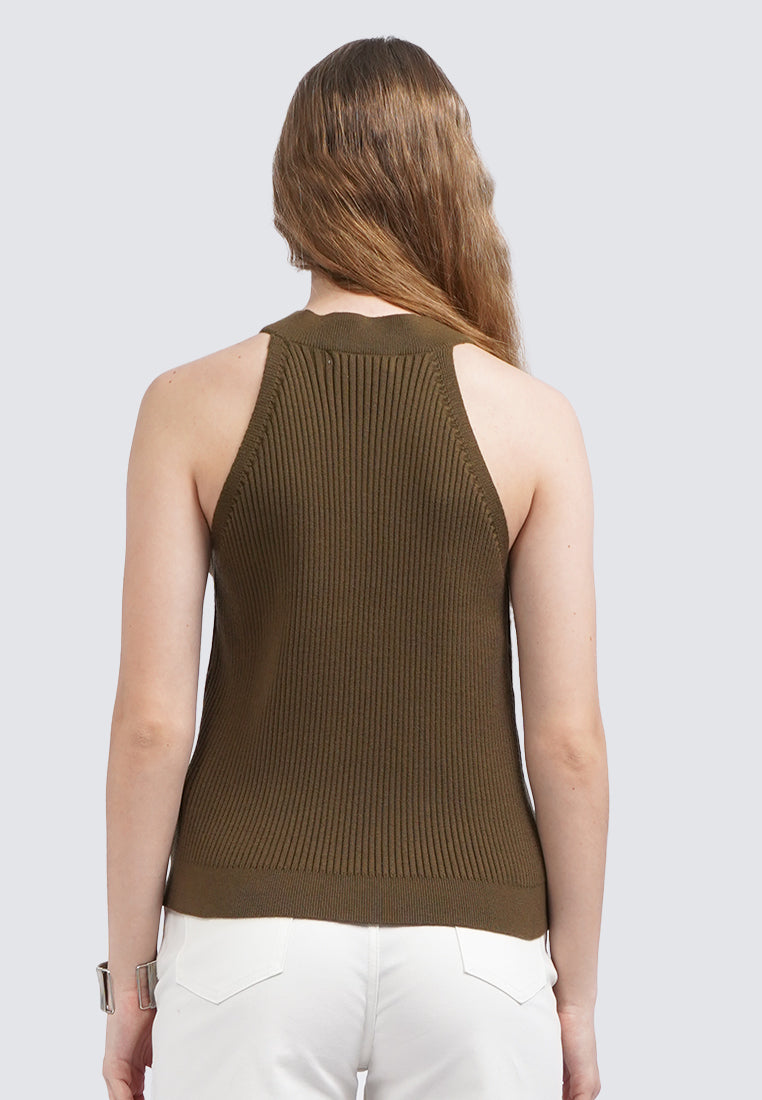 Halter Neck Sleeveless Knit Top