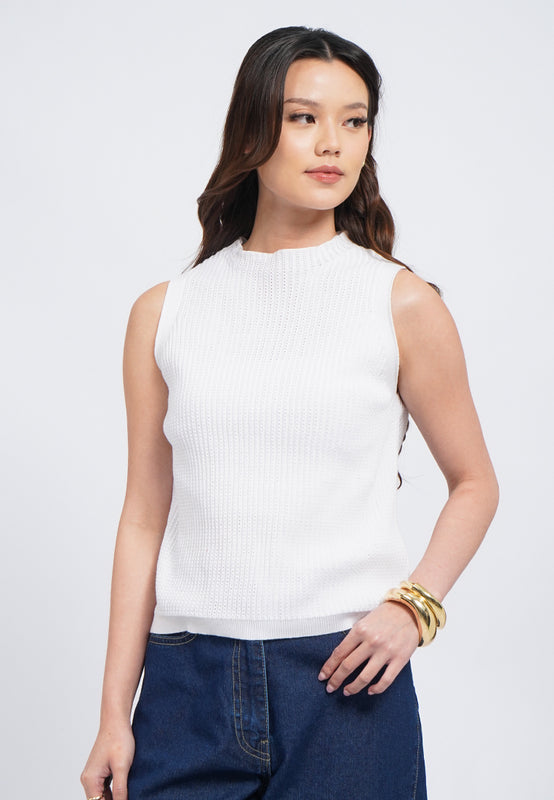 Mock Neck Sleeveless Knit Top
