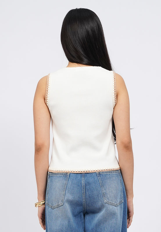 Round Neck Sleeveless Knit Top
