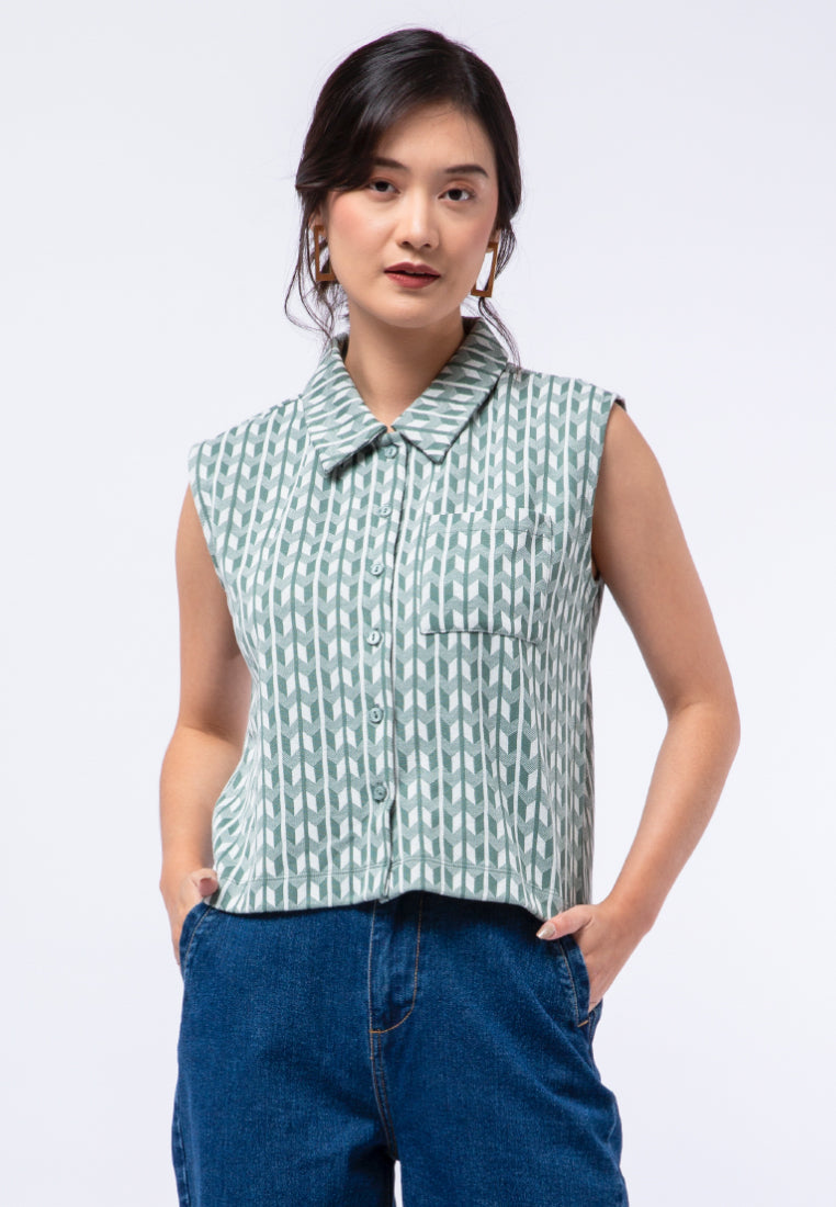 Printed Sleeveless Blouse