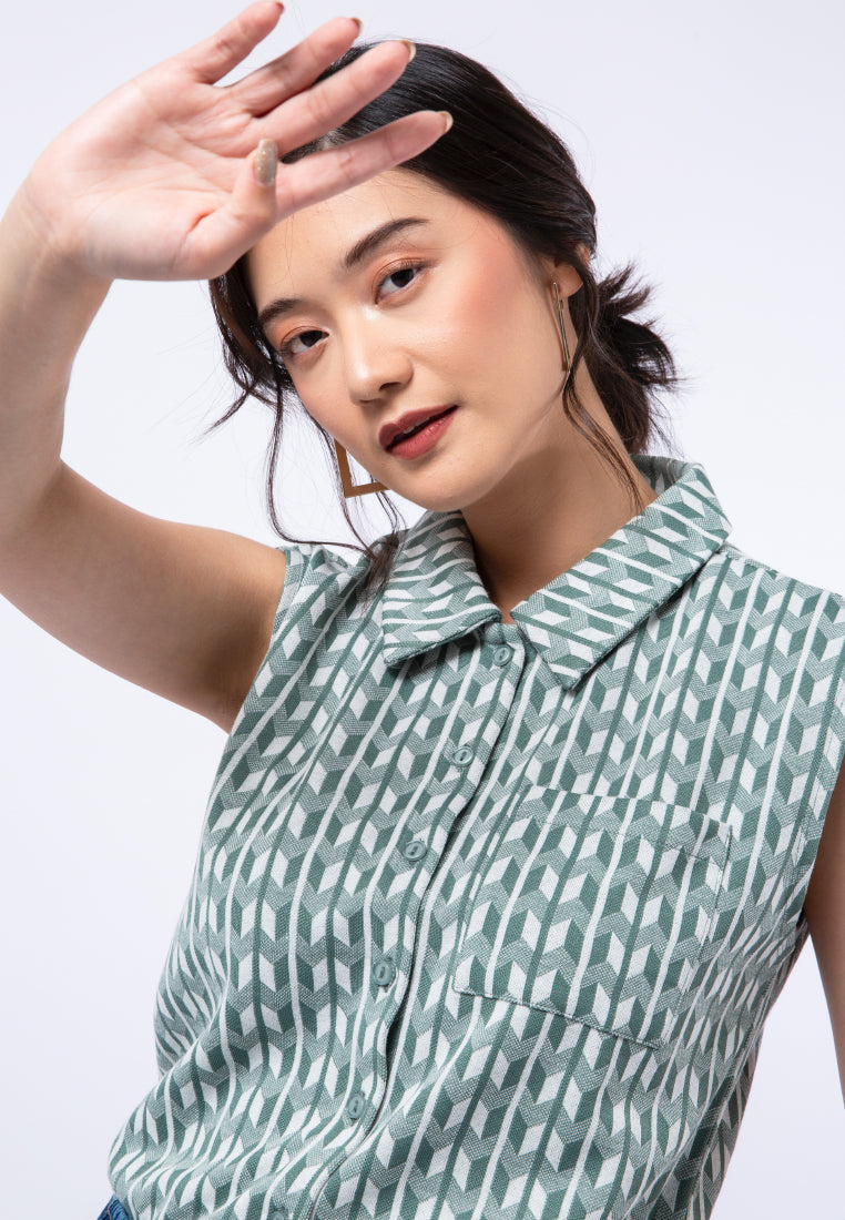 Printed Sleeveless Blouse