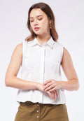 Sleeveless Blouse with Pleated Waist