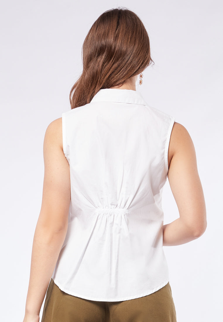Sleeveless Blouse with Pleated Waist