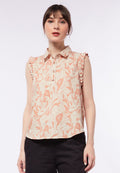 Sleeveless Blouse with Frill Details