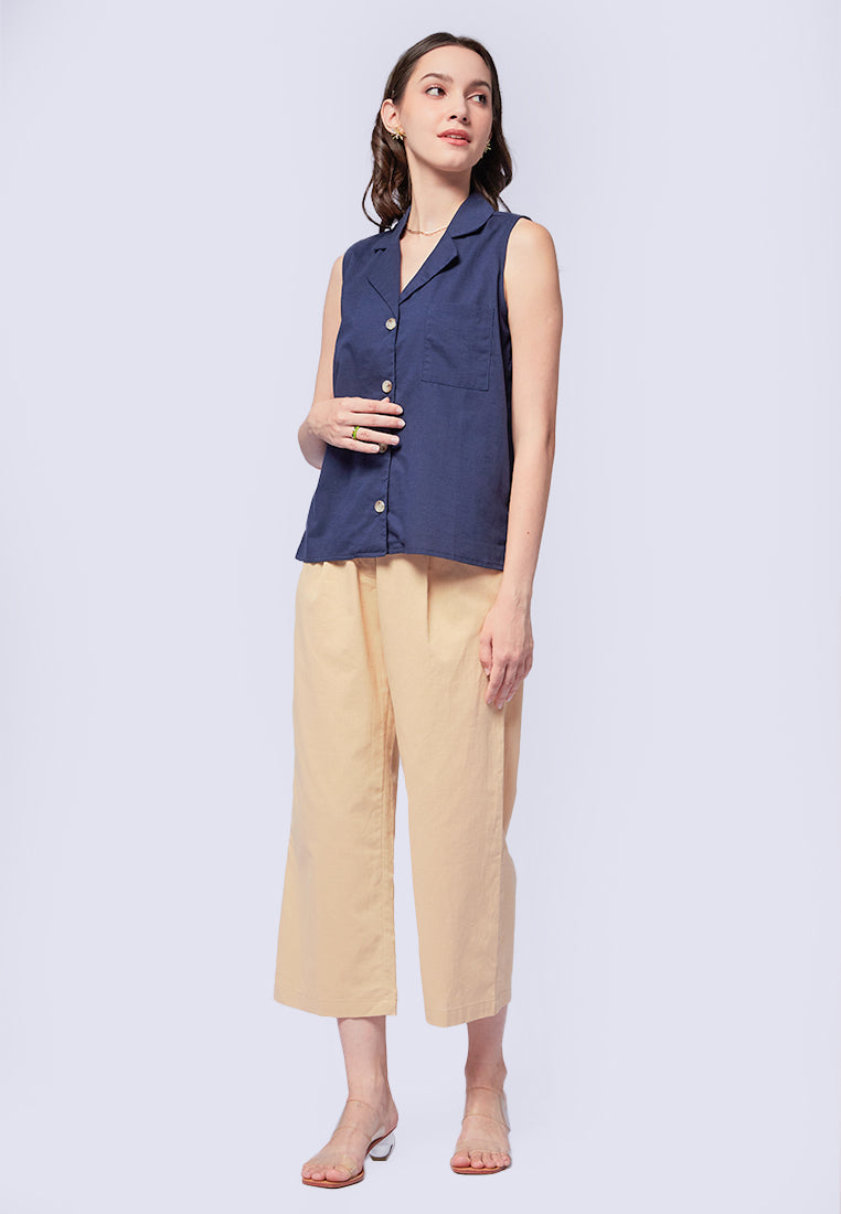 Buttoned Sleeveless Blouse