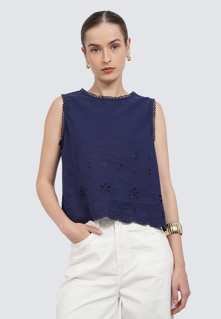 Sleeveless Eyelet Top