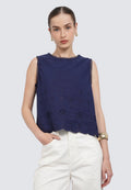 Sleeveless Eyelet Top