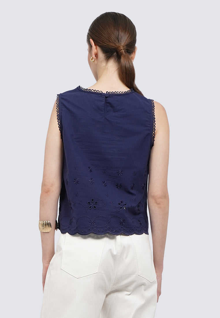 Sleeveless Eyelet Top